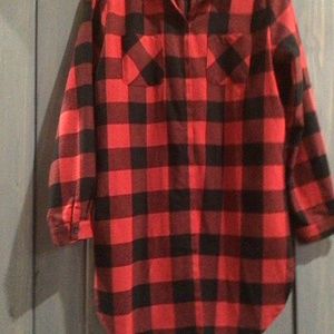 Ladies Flannel Long Sleeve Top